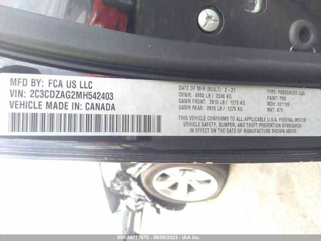 Dodge Challenger Sxt 2021 2C3CDZAG2MH542403 Image 9