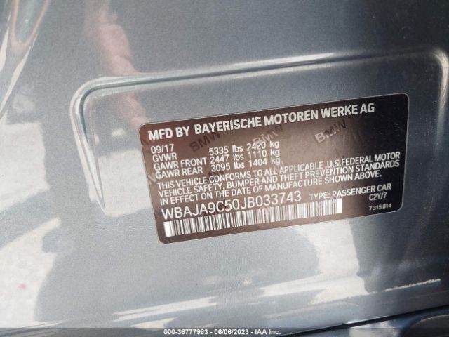 WBAJA9C50JB033743 BMW 5 Series 530e Iperformance