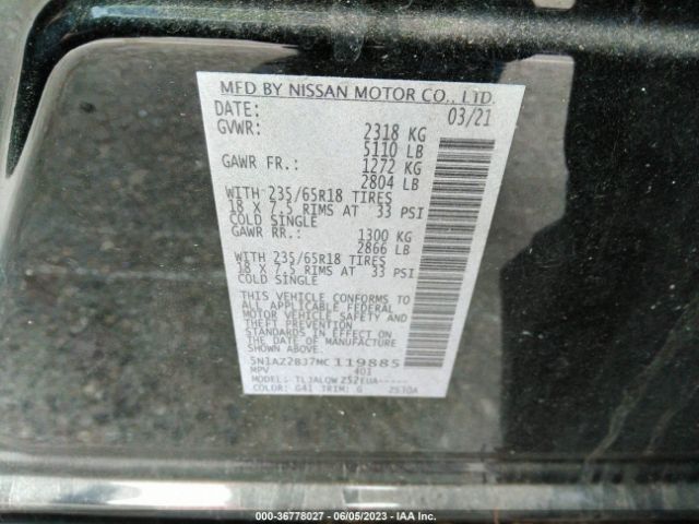 5N1AZ2BJ7MC119885 Nissan MURANO SV