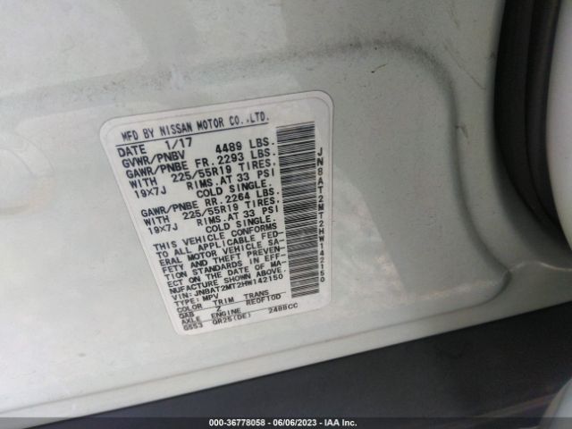 JN8AT2MT2HW142150 Nissan Rogue Sl