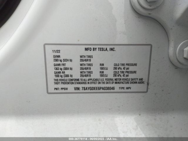 7SAYGDEE6PA038046 Tesla Model Y Long Range