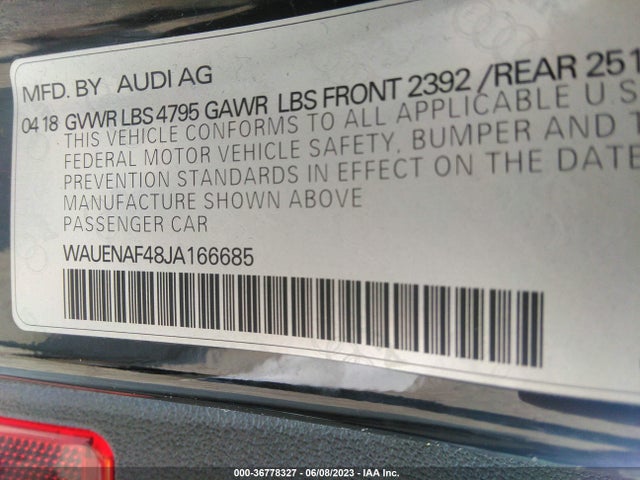 WAUENAF48JA166685 Audi A4 Premium Plus