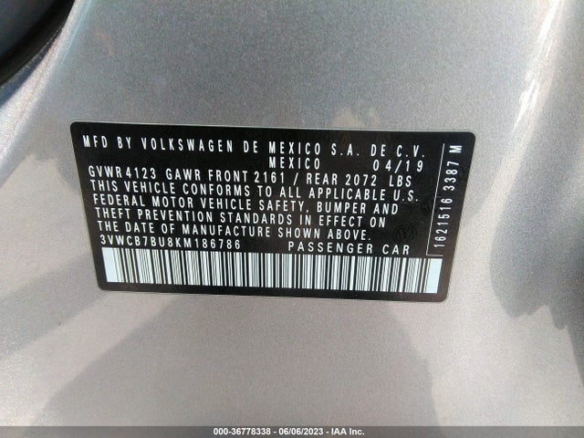 3VWCB7BU8KM186786 Volkswagen Jetta S/se/r-line