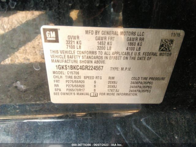 1GKS1BKC4GR224567 GMC YUKON SLT