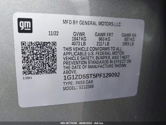 Chevrolet MALIBU LT 2023 1G1ZD5ST5PF129092 Image 9