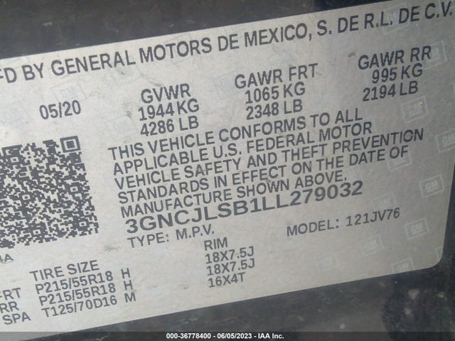 Chevrolet Trax Lt 2020 3GNCJLSB1LL279032 Image 9