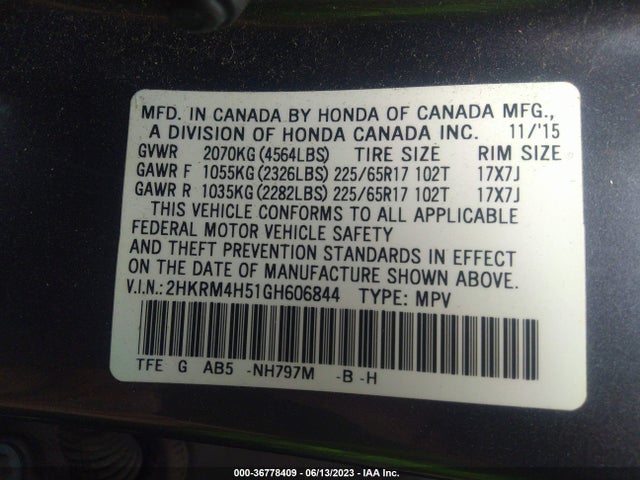 Honda CR-V EX 2016 2HKRM4H51GH606844 Image 9