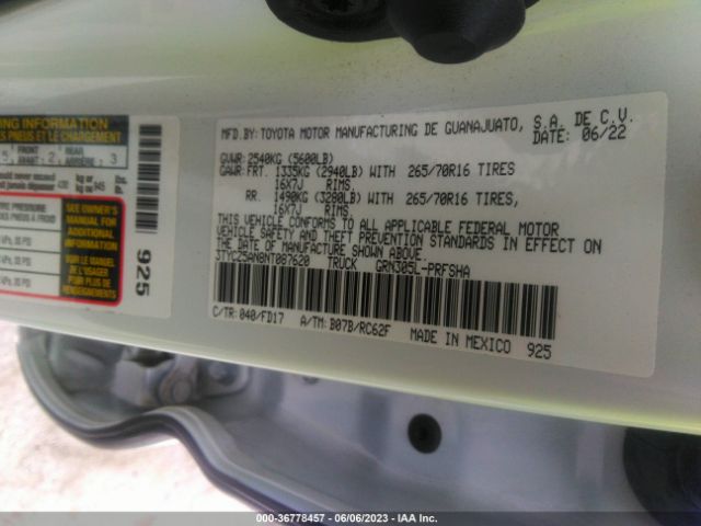 Toyota Tacoma 4wd Sr/sr5/trd Sport 2022 3TYCZ5AN8NT087620 Image 9