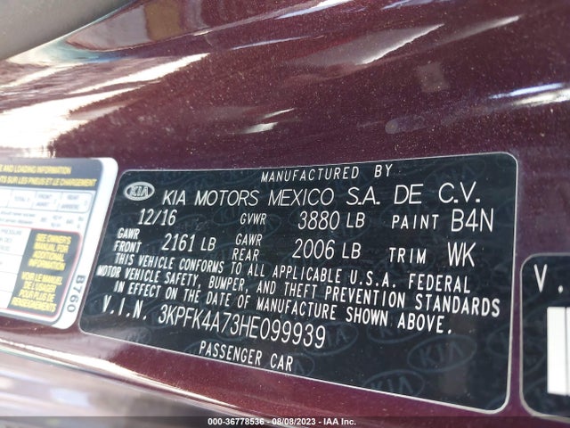 KIA FORTE LX 2017 3KPFK4A73HE099939 Image 10