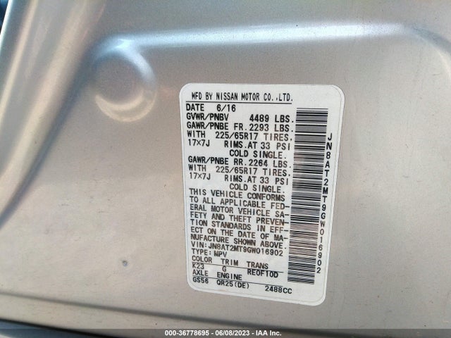 Nissan ROGUE S 2016 JN8AT2MT9GW016902 Image 10