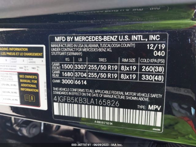 4JGFB5KB3LA165826 Mercedes-Benz Gle Gle 450