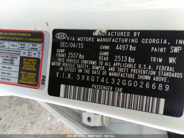 5XXGT4L32GG026689 KIA Optima Lx