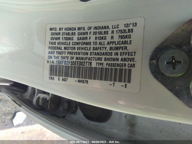 Honda Civic Sedan Lx 2014 19XFB2F55EE002778 Image 9