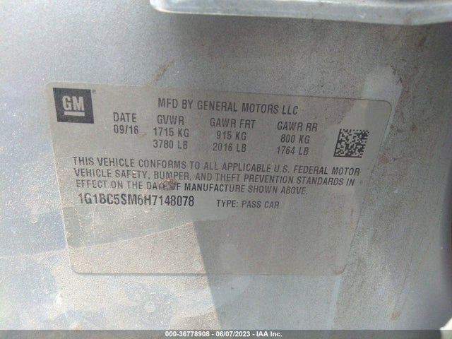Chevrolet CRUZE LS 2017 1G1BC5SM6H7148078 Image 10