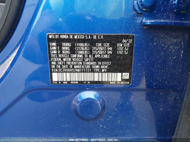 Honda HR-V EX 2022 3CZRU6H52NM771721 Image 11