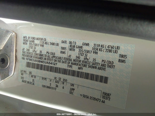 Ford ESCAPE SE 2014 1FMCU0G94EUA54127 Image 10