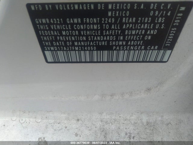 3VWD17AJ7FM214050 Volkswagen Jetta Sedan 1.8t Se
