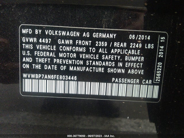 WVWBP7AN6FE803446 Volkswagen CC SPORT