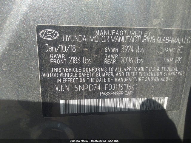 Hyundai ELANTRA SE 2018 5NPD74LF0JH311341 Image 11