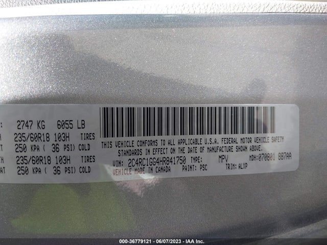 Chrysler Pacifica Limited 2017 2C4RC1GG4HR841750 Image 10