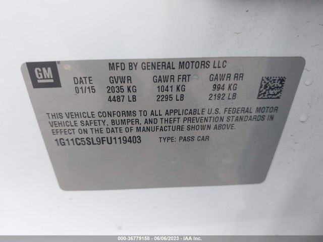 Chevrolet MALIBU LT 2015 1G11C5SL9FU119403 Image 9