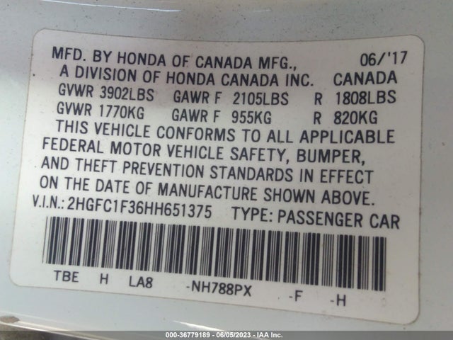 Honda Civic Sedan Ex-t 2017 2HGFC1F36HH651375 Image 9