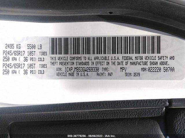 1C4PJMBS3GW269330 Jeep Cherokee Trailhawk