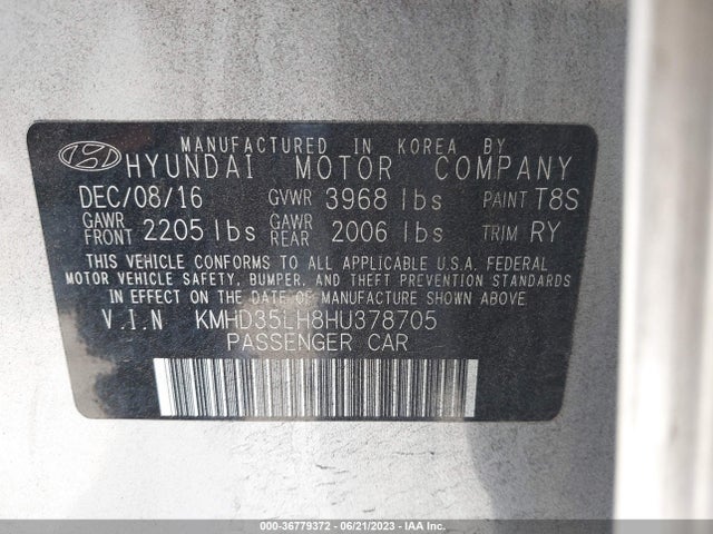 Продаж на аукціоні авто 2017 Hyundai Elantra Gt, vin: KMHD35LH8HU378705, номер лоту: 36779372