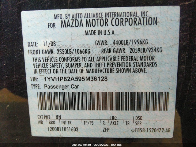 Aukcja sprzedaży 2009 Mazda Mazda6 I Grand Touring, vin: 1YVHP82A595M36128, numer aukcji: 36779410
