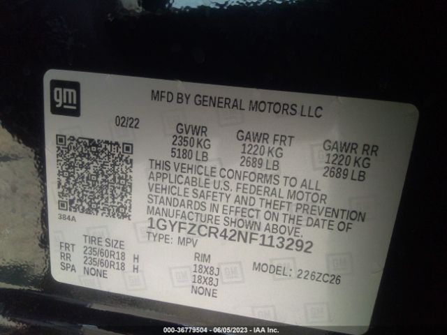 1GYFZCR42NF113292 Cadillac Xt4 Fwd Premium Luxury