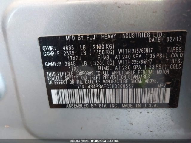 4S4BSAFC5H3360557 Subaru Outback Premium