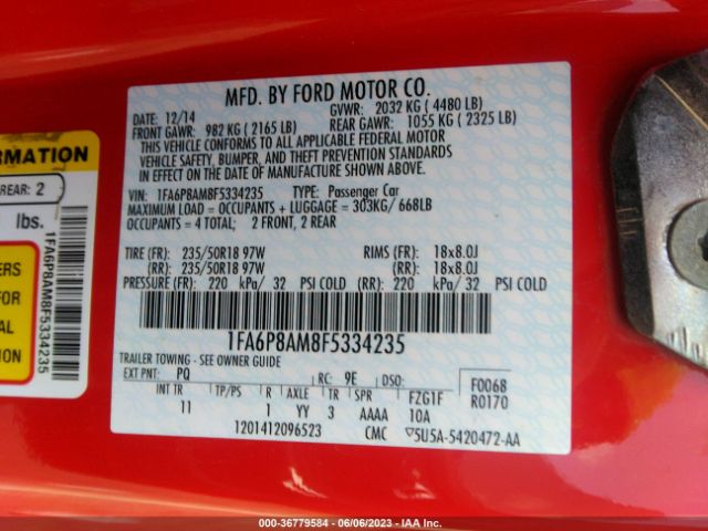 1FA6P8AM8F5334235 Ford Mustang V6
