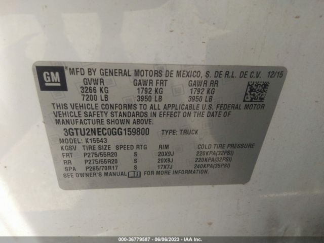 3GTU2NEC0GG159800 GMC Sierra 1500 Slt