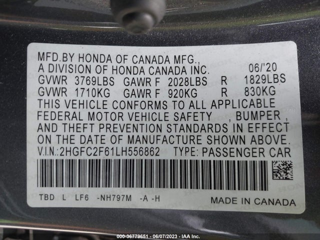Honda Civic Sedan Lx 2020 2HGFC2F61LH556862 Image 10