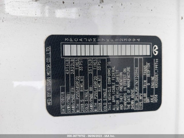 3PCAJ5M17KF123994 Infiniti Qx50 Essential