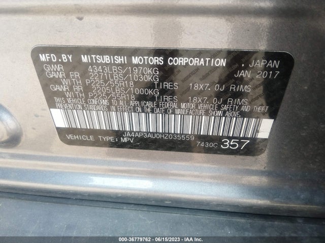 2017 MITSUBISHI OUTLANDER SPORT LE 2.0 VIN: JA4AP3AU0HZ035559