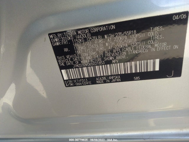 2006 TOYOTA RAV4 SPORT VIN: JTMZD32V065021853