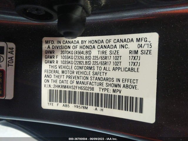 Honda CR-V EX 2015 2HKRM4H52FH650298 Image 9