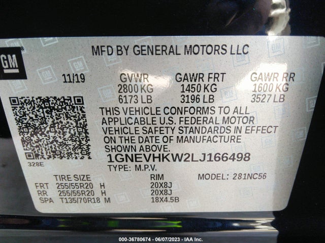 Chevrolet Traverse Lt Leather 2020 1GNEVHKW2LJ166498 Image 9
