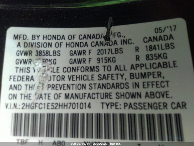 Honda Civic Sedan Si 2017 2HGFC1E52HH701014 Image 9