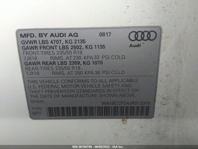WA1BCCFS4JR012010 Audi Q3 Premium/sport Premium