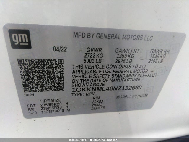 GMC ACADIA SLT 2022 1GKKNML40NZ152660 Image 9