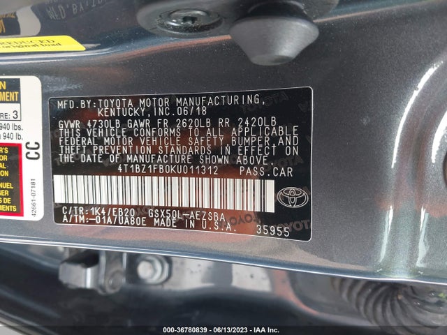Toyota AVALON LIMITED 2019 4T1BZ1FB0KU011312 Image 9