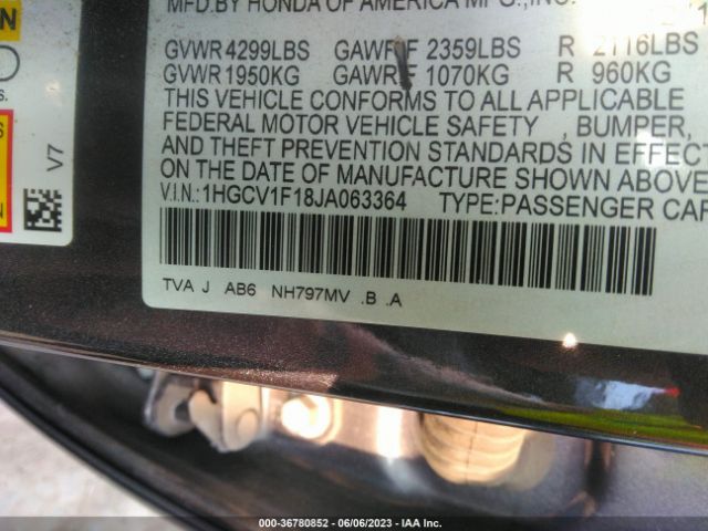 1HGCV1F18JA063364 Honda Accord Sedan Lx 1.5t