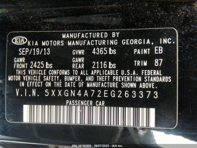 5XXGN4A72EG263373 KIA OPTIMA EX