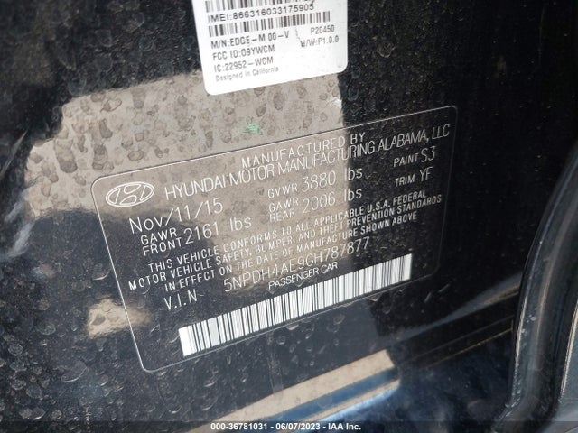 Hyundai dohc mpi nu 2016 5NPDH4AE9GH787877 Image 21