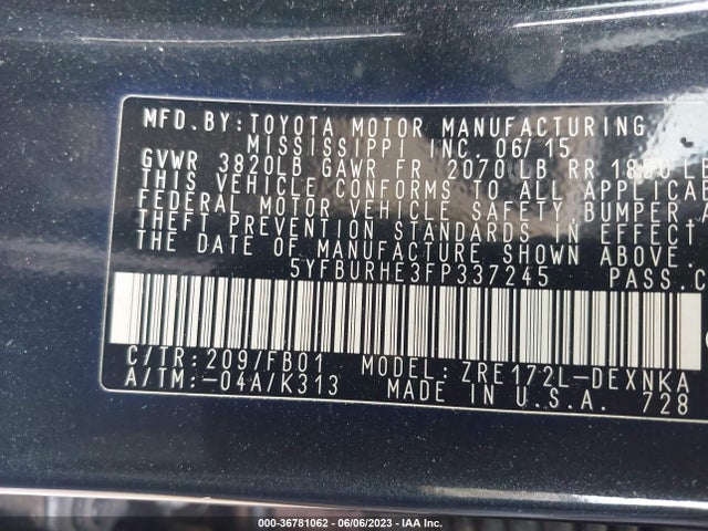 Toyota Corolla L/le/s/s Plus/le Plus 2015 5YFBURHE3FP337245 Image 11