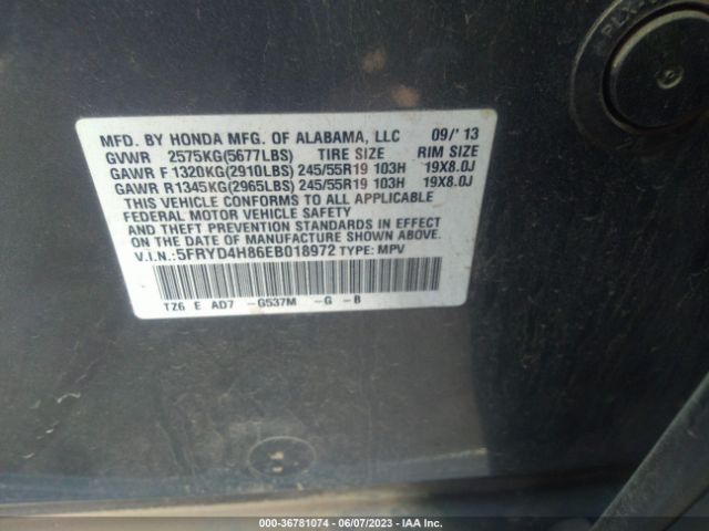 5FRYD4H86EB018972 Acura Mdx Advance/entertainment Pkg