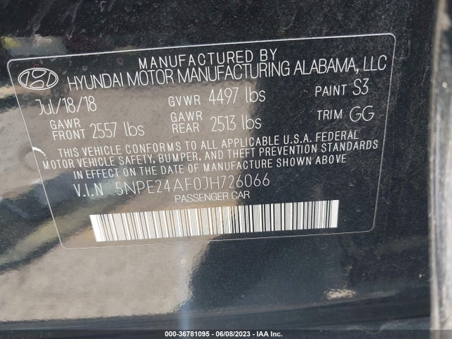Hyundai SONATA SE 2018 5NPE24AF0JH726066 Image 10
