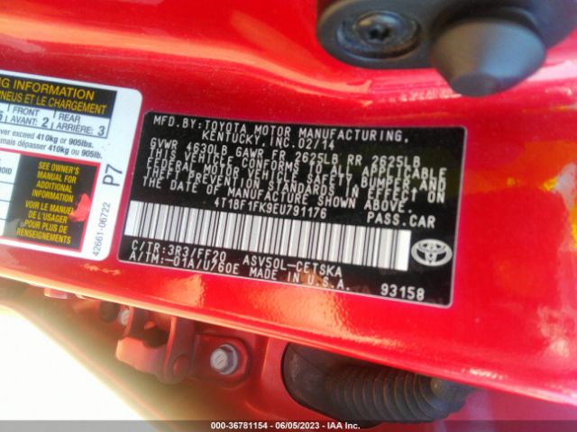 4T1BF1FK9EU791176 Toyota Camry L/le/xle/se/se Sport